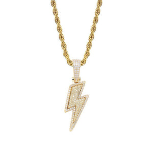 Bling Iced Out 18k Gold Plated Lightning Pendants