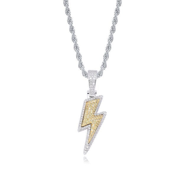 Bling Iced Out 18k Gold Plated Lightning Pendants