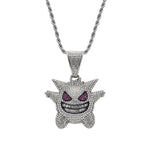 18k Gold Plated Mask Gengar Iced Out Pendant