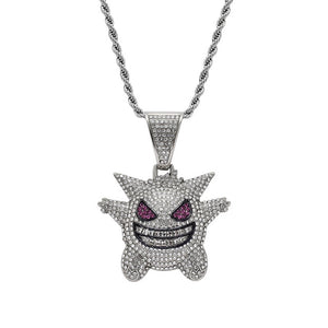 18k Gold Plated Mask Gengar Iced Out Pendant