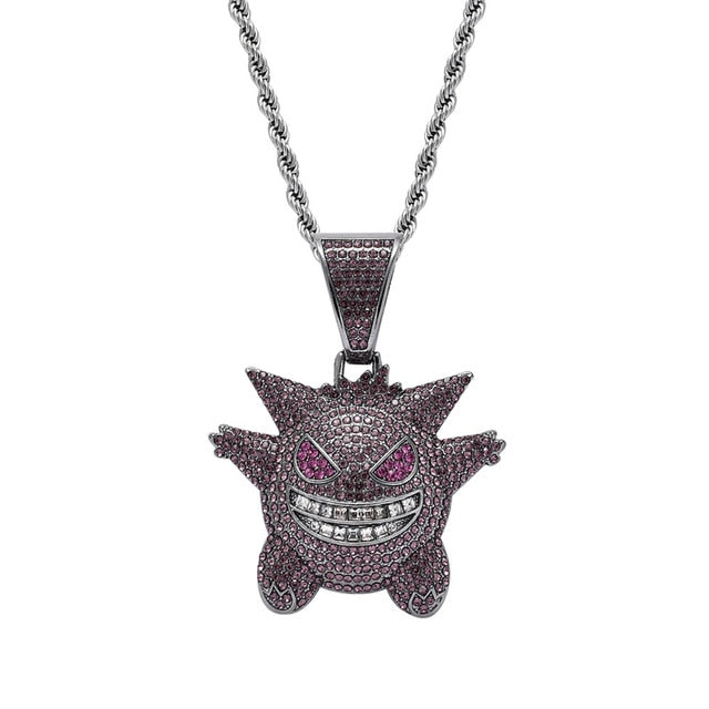 18k Gold Plated Mask Gengar Iced Out Pendant