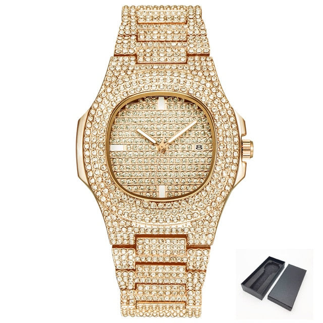 18k Gold Plated Iced Out Watch