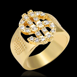 18k Gold Plated US Dollar Sign Hollow Rings